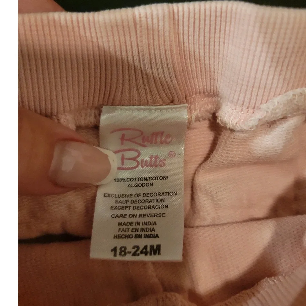 RuffleButts Pink Floral Ruffle Sweatshirt and Jogger Set 18-24M